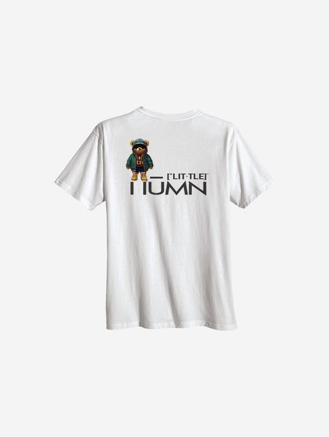 Classic white heavyweight tee featuring bold "[‘TEĒN]" text, offering a clean and timeless style for teens.