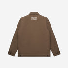 A rugged brown canvas jacket featuring the 'LIL HU' logo embroidered on the chest. Designed for durability and style, with large utility pockets and a sleek zippered front.