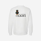 A clean white cross-grain crewneck sweatshirt showcasing the bold ['TEEN] logo in black for a fresh and modern aesthetic.