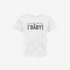 White infant fine jersey tee with text reading "No, my first name ain't ['BABY']" printed on the front. Classic and soft babywear.