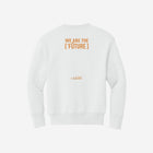 Crisp white youth fleece sweatshirt with the signature ['RŌ] bear logo, offering classic, minimalist style and premium comfort.