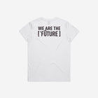 A white t-shirt featuring a minimalistic design with the 'Lil Hū' logo on the chest, adding a playful yet classic touch to any casual look.