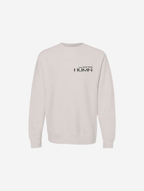 A bone-colored heavyweight sweatshirt with the 'LITTLE HU' logo on the chest. Designed for a cozy yet sleek look, perfect for layering or standalone wear.