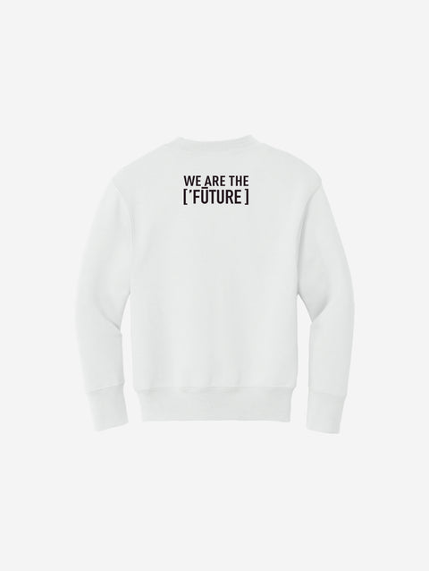 Youth fleece sweatshirt in crisp white, showcasing the playful LH mascot design in black. Clean and classic for any occasion.