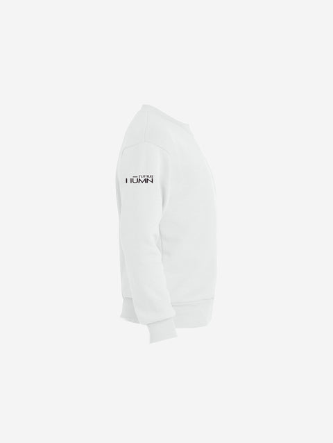 Youth fleece sweatshirt in crisp white, showcasing the playful LH mascot design in black. Clean and classic for any occasion.