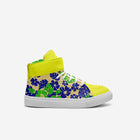 Little Humn Yellow Floral Print Strap High Top Crush Kids Shoes